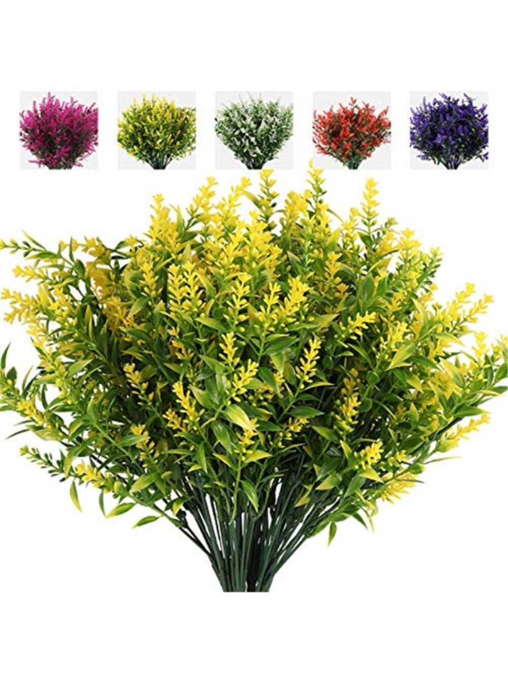 Artificial Lavender Flowers UV Resistant Faux Outdoor Plants Garden Decor